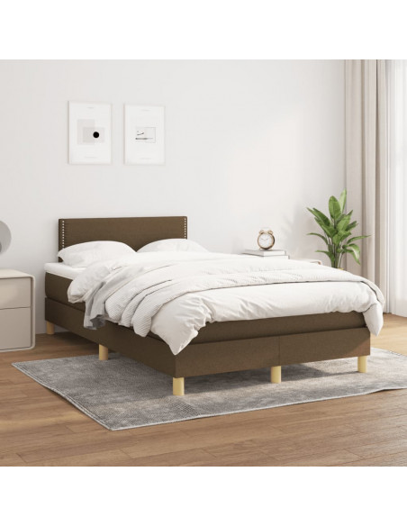 Giroletto a Molle con Materasso Marrone Scuro 120x190cm Tessuto