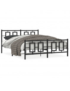 Giroletto con Testiera e Pediera Metallo Nero 160x200 cm