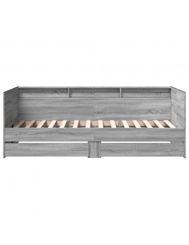 Divano Letto con Cassetti Grigio Sonoma 90x190 cm Multistrato