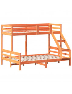 Letto a Castello 90x200/140x200 cm Marrone Cera Massello Pino 2