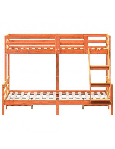 Letto a Castello 90x200/140x200 cm Marrone Cera Massello Pino