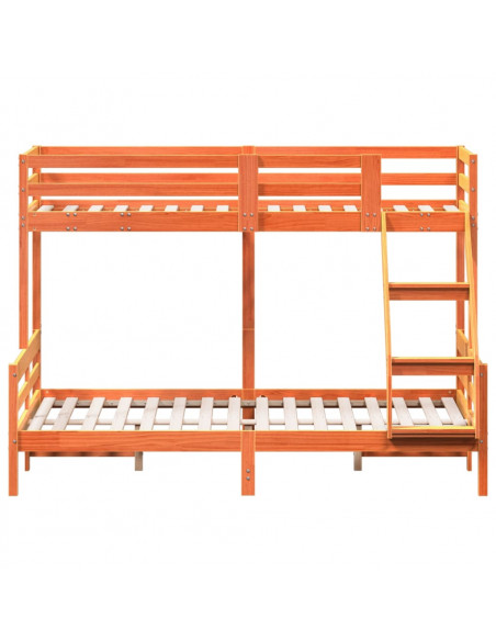 Letto a Castello 90x200/140x200 cm Marrone Cera Massello Pino