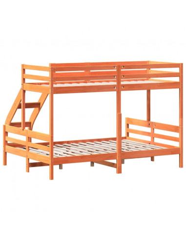 Letto a Castello 90x200/140x200 cm Marrone Cera Massello Pino