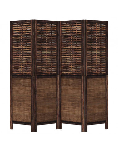 Divisorio Ambienti 4 Pannelli Marrone Scuro Massello Paulownia