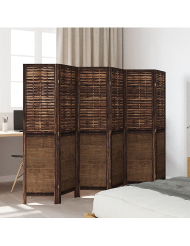 Divisorio Ambienti 6 Pannelli Marrone Scuro Massello Paulownia