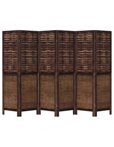 Divisorio Ambienti 6 Pannelli Marrone Scuro Massello Paulownia