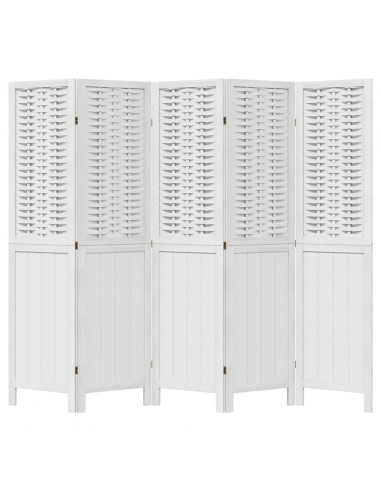 Divisorio Ambienti 5Pannelli Bianco Legno Massello di Paulownia
