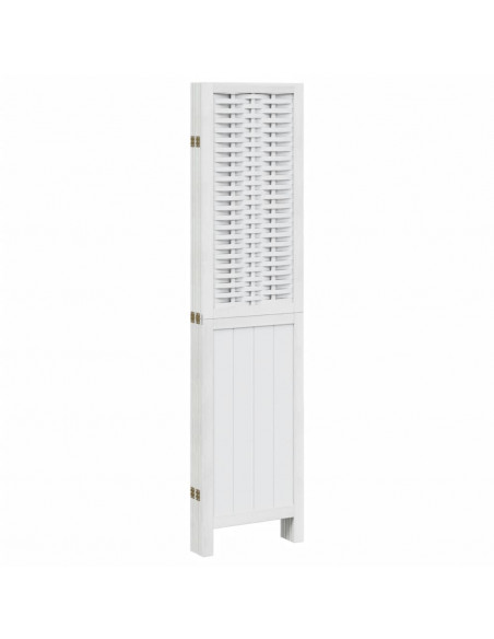 Divisorio Ambienti 5Pannelli Bianco Legno Massello di Paulownia
