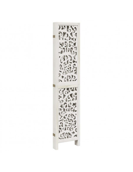 Divisorio Ambienti 5Pannelli Bianco Legno Massello di Paulownia