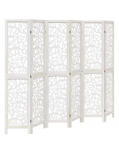 Divisorio Ambienti 6Pannelli Bianco Legno Massello di Paulownia