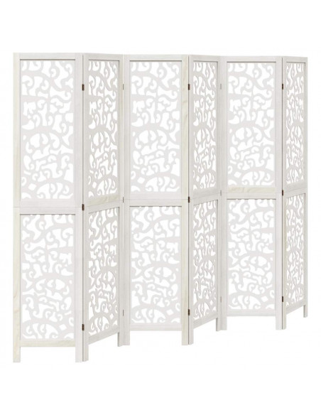 Divisorio Ambienti 6Pannelli Bianco Legno Massello di Paulownia