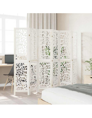 Divisorio Ambienti 6Pannelli Bianco Legno Massello di Paulownia