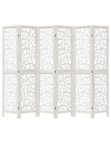 Divisorio Ambienti 6Pannelli Bianco Legno Massello di Paulownia