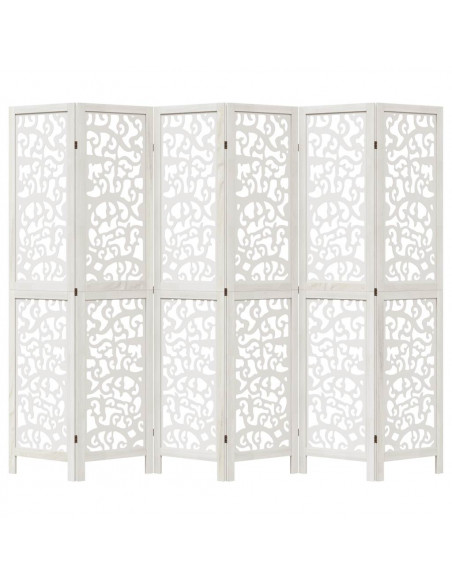Divisorio Ambienti 6Pannelli Bianco Legno Massello di Paulownia