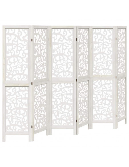 Divisorio Ambienti 6Pannelli Bianco Legno Massello di Paulownia