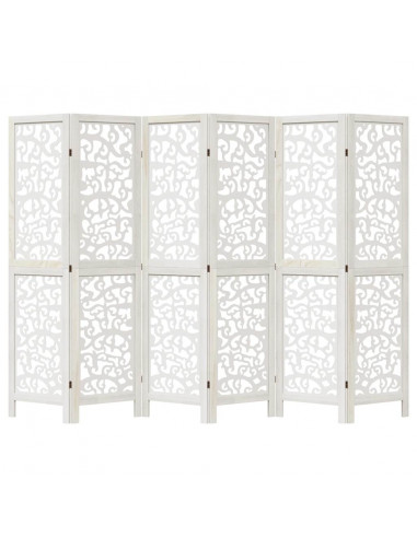 Divisorio Ambienti 6Pannelli Bianco Legno Massello di Paulownia