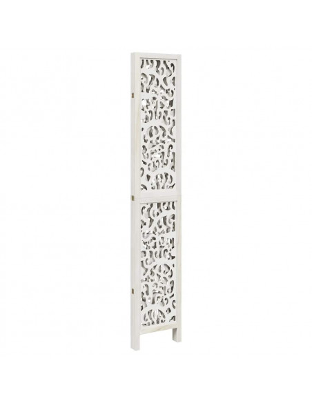 Divisorio Ambienti 4Pannelli Bianco Legno Massello di Paulownia