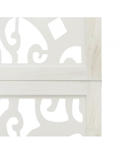 Divisorio Ambienti 4Pannelli Bianco Legno Massello di Paulownia