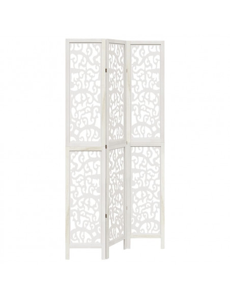 Divisorio Ambienti 3Pannelli Bianco Legno Massello di Paulownia