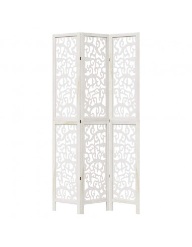 Divisorio Ambienti 3Pannelli Bianco Legno Massello di Paulownia