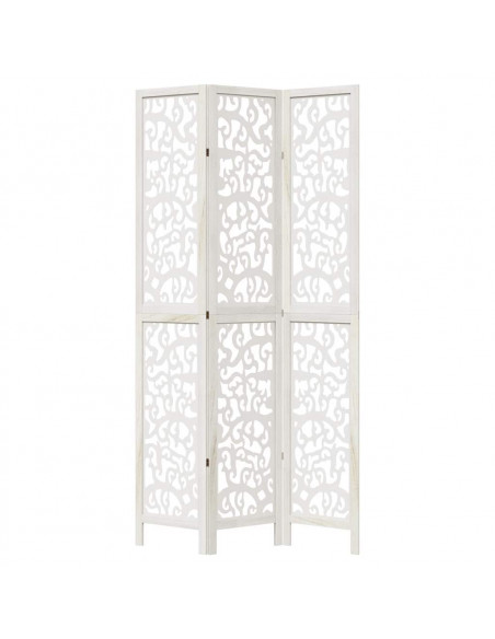 Divisorio Ambienti 3Pannelli Bianco Legno Massello di Paulownia