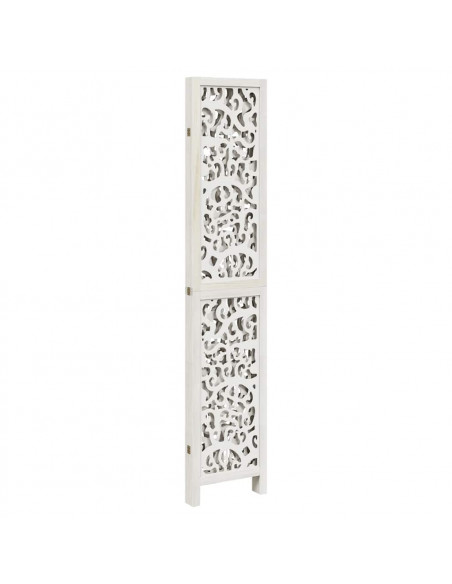 Divisorio Ambienti 4Pannelli Bianco Legno Massello di Paulownia