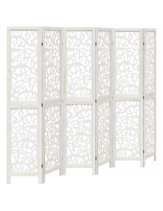 Divisorio Ambienti 6Pannelli Bianco Legno Massello di Paulownia