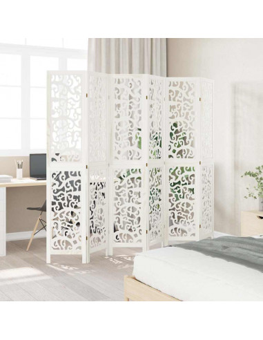 Divisorio Ambienti 6Pannelli Bianco Legno Massello di Paulownia