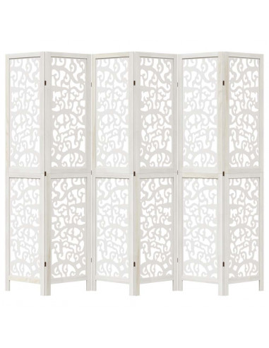 Divisorio Ambienti 6Pannelli Bianco Legno Massello di Paulownia