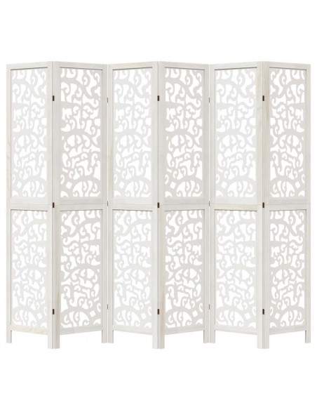 Divisorio Ambienti 6Pannelli Bianco Legno Massello di Paulownia
