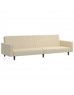 Divano Letto a 2 Posti Crema in Velluto