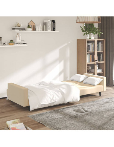 Divano Letto a 2 Posti Crema in Velluto