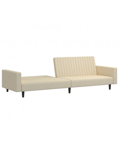 Divano Letto a 2 Posti Crema in Velluto