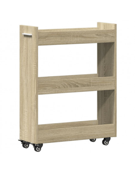 Mobile con Ruote Rovere Sonoma 60x22x79 cm in Legno Multistrato