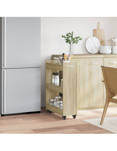 Mobile con Ruote Rovere Sonoma 60x22x79 cm in Legno Multistrato