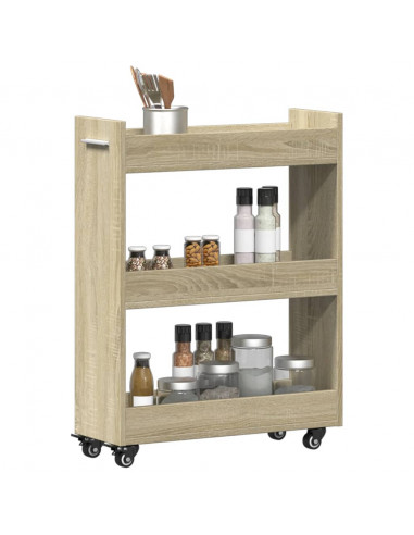 Mobile con Ruote Rovere Sonoma 60x22x79 cm in Legno Multistrato