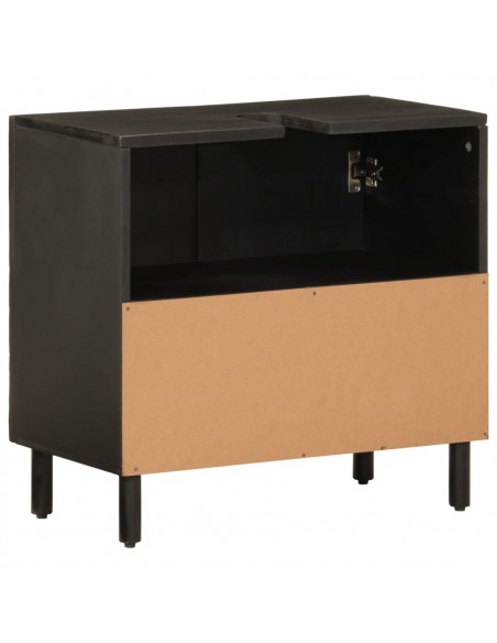 Mobile Lavabo da Bagno Nero 62x33x58 cm Legno Massello di Mango