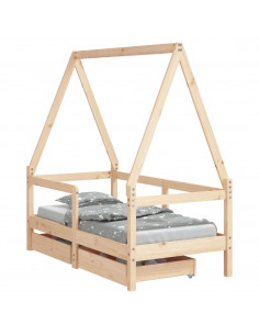 Giroletto Bambini con Cassetti 70x140 cm Legno Massello di Pino