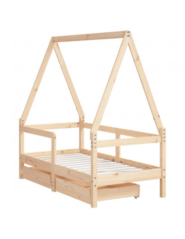 Giroletto Bambini con Cassetti 70x140 cm Legno Massello di Pino