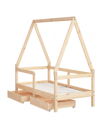 Giroletto Bambini con Cassetti 70x140 cm Legno Massello di Pino