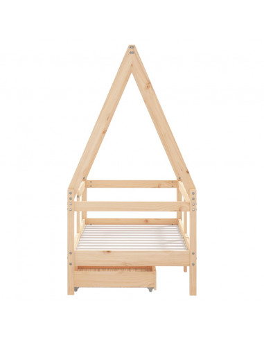 Giroletto Bambini con Cassetti 70x140 cm Legno Massello di Pino