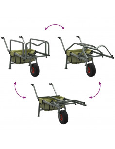 Carrello da Pesca Verde con Ruota Acciaio Verniciato a Polvere