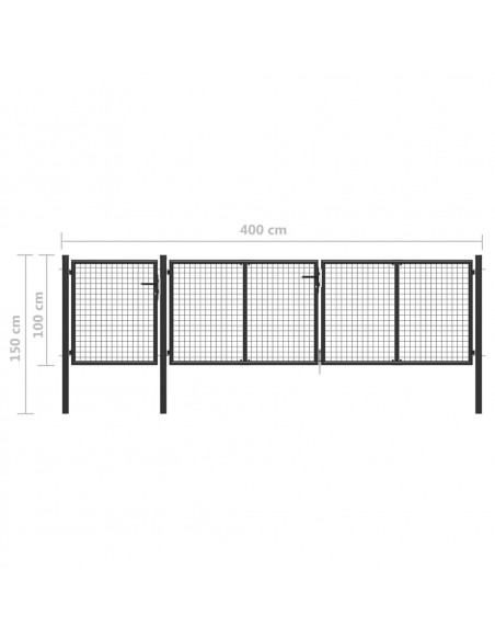 Cancello per Giardino in Acciaio 400x100cm Antracite