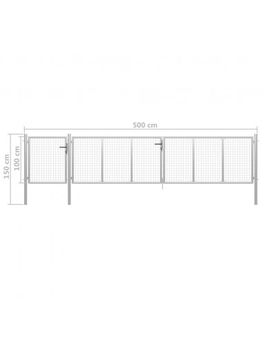 Cancello per Giardino in Acciaio 500x100 cm Argento
