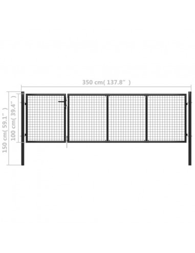 Cancello di Recinzione in Acciaio 350x100 cm Antracite