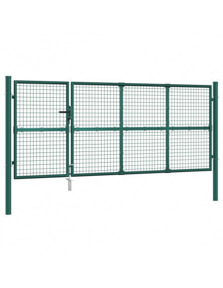 Cancello da Giardino in Rete Verde 350x125 cm in Acciaio Zincato