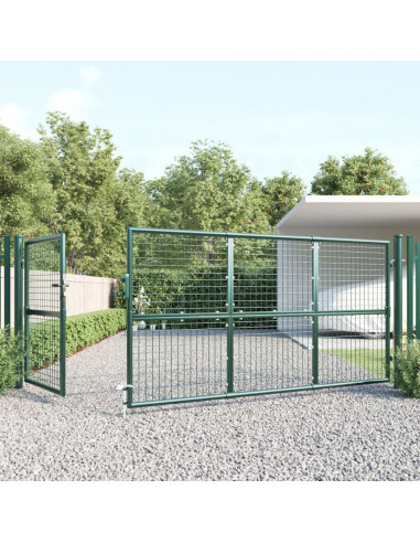 Cancello da Giardino in Rete Verde 350x125 cm in Acciaio Zincato