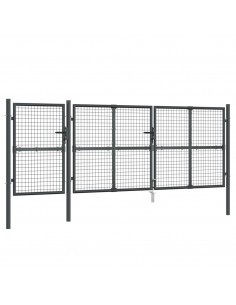 Cancello da Giardino Rete Antracite 400x175 cm Acciaio Zincato