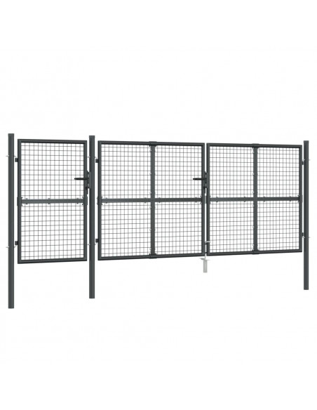 Cancello da Giardino Rete Antracite 400x175 cm Acciaio Zincato
