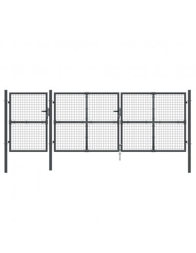 Cancello da Giardino Rete Antracite 400x175 cm Acciaio Zincato